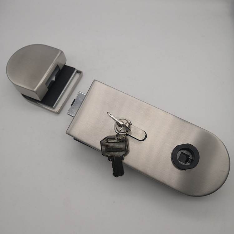  US stainless steel frameless glass door lock with handle Silent glass door lock