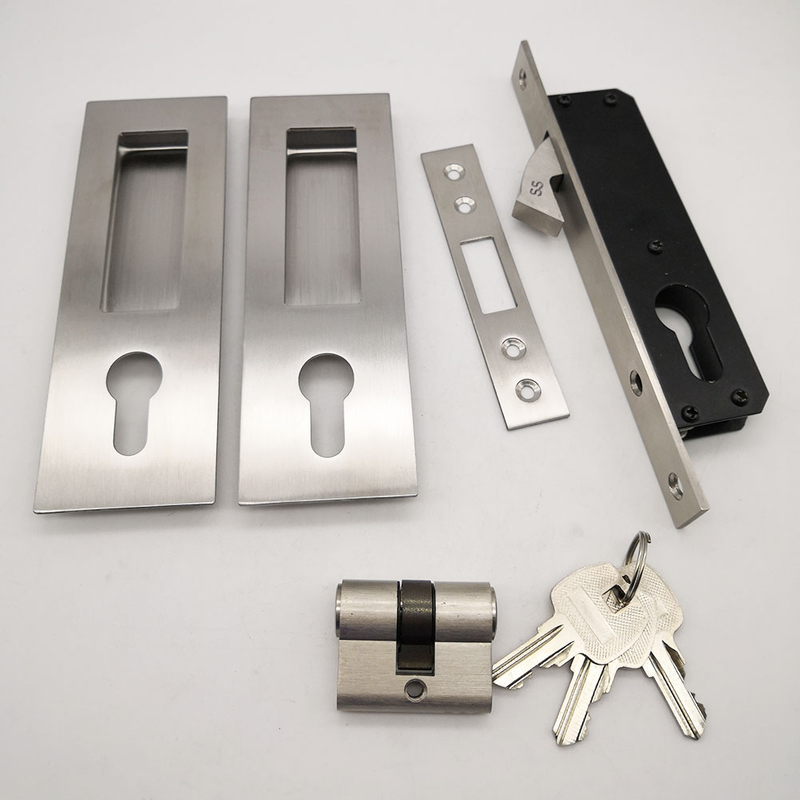 Luxury Sliding Door Lock with Keys Invisible Move Gate Lockset Handle Embedded Lock Hook 