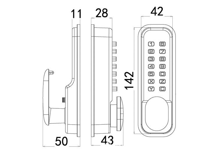 No battery keypad Code door mechanical combination lock